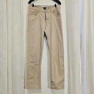 5-pocket Chino / Khaki pant with a regular waist, button fly, and slim legs.